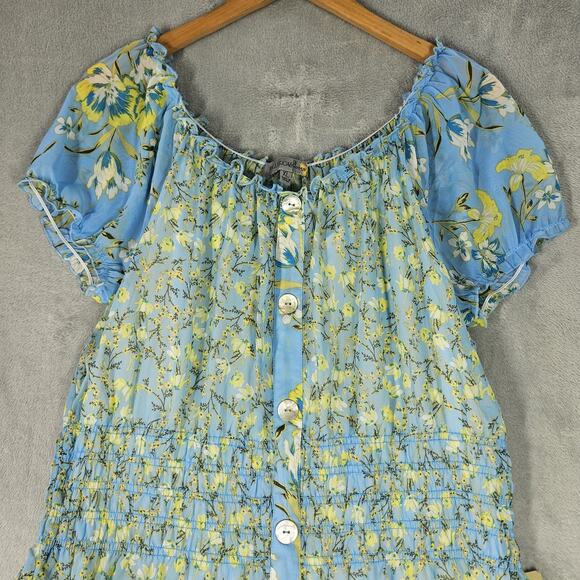 Figueroa & Flower Tiered Maxi Dress Womens XL Smocked Cottagecore Boho Prairie - Picture 2 of 15